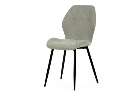 Židle jídelní, zelená látka, černé kovové nohy