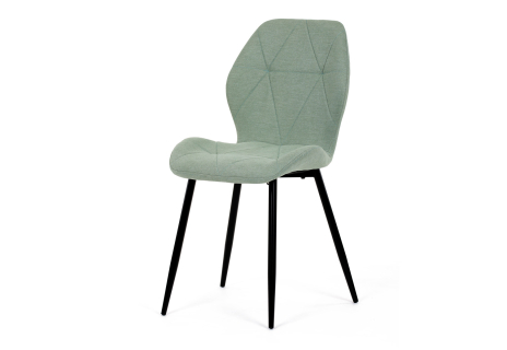 Židle jídelní, zelená látka, černé kovové nohy