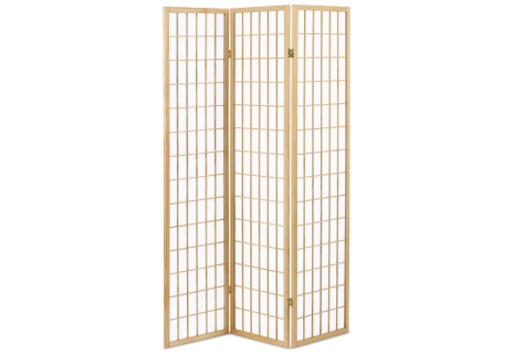 Paraván dřevěný 3 dílný, masiv smrk, bílá netkaná textilie, přírodní odstín