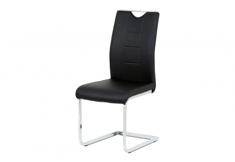 Jídelní židle černá koženka / chrom