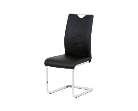 Jídelní židle černá koženka / chrom