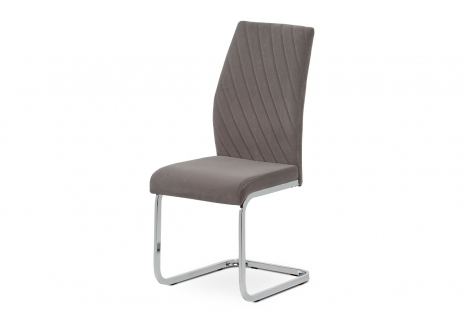 Jídelní židle, potah lanýžová sametová látka, kovová chromovaná podnož