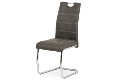 Jídelní židle, potah antracitově šedá látka COWBOY v dekoru vintage kůže, kovová