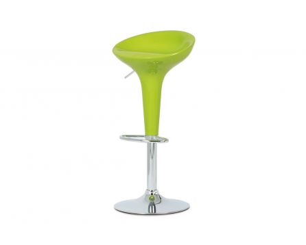 Barová židle, limetkový plast, chromová podnož, výškově nastavitelná