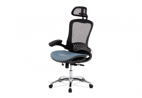 Kancelářská židle, synchronní mech., modrá MESH, kovový kříž