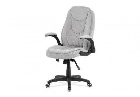 Kancelářská židle, šedá látka, kříž plast černý, synchronní mechanismus