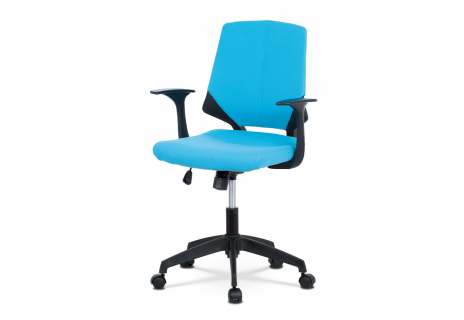 Juniorská kancelářská židle, potah modrá látka, černý plast, houpací mechanismus
