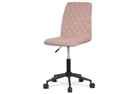 Kancelářská židle dětská, potah růžová sametová látka, výškově nastavitelná