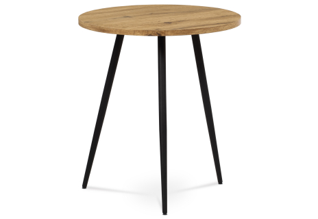 Přístavný stolek, MDF, dekor divoký dub, kov, černý lak