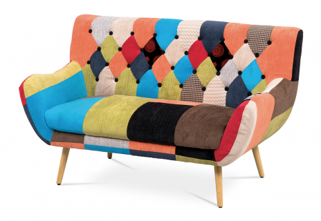 Pohovka, látka patchwork, masiv přírodní kaučukovník
