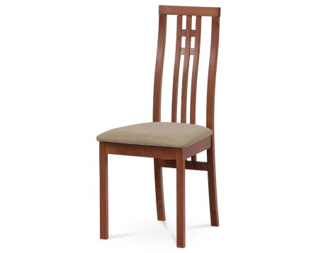 Jídelní židle, masiv buk, barva třešeň, látkový béžový potah