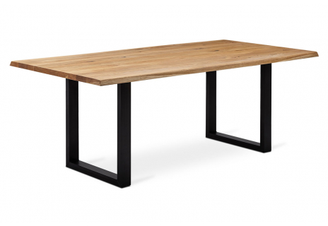Jídelní stůl 180x90x75 cm, masiv dub, povrchová úprava olejem, kovová podnož 8x4