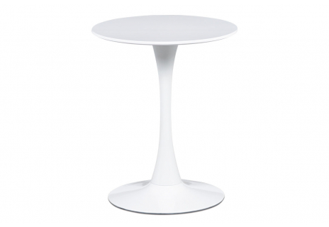Jídelní stůl pr.60x72 cm, bílá matná MDF, kov bílý vysoký lesk