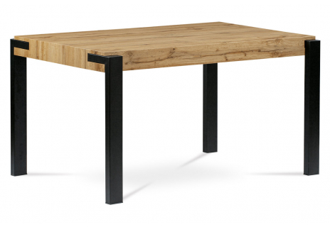 Jídelní stůl 140x88x76, deska MDF dekor divoký dub tloušťka 100mm, kov černý mat