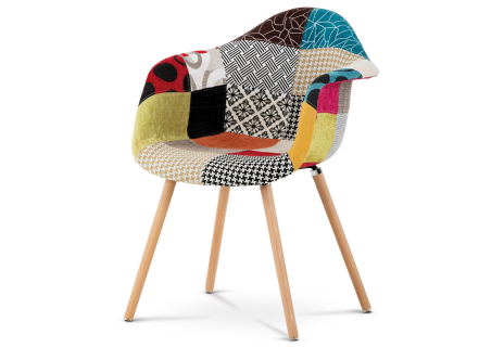 Jídelní židle, potah látka patchwork, dřevěné nohy - masiv přírodní buk