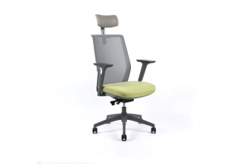 Kancelářská židle s podhlavníkem a područkami, zelená PORTIA