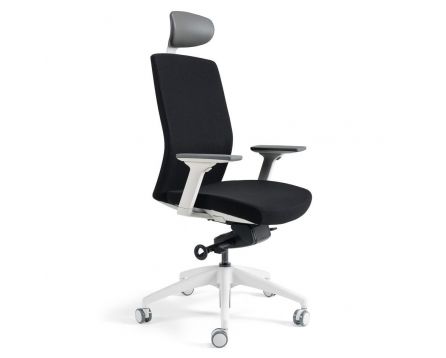 Kancelářská židle čalouněná s podhlavníkem, bílý plast, tmavě modrá 211 J2 WHITE SP