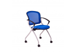 Jednací židle s kolečky, DK 90, modrá METIS