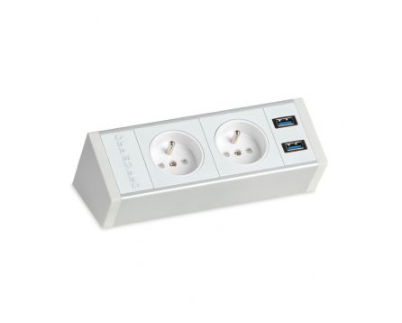 Pevný panel na hranu stolu, bílý, 2x el., 2x USB 3.0 PECZ W 001