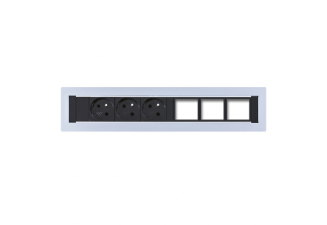 Konfigurovatelný pevný panel, 3x el. zásuvka, 3x volný slot pro 3 až 6 konektorů KPP 6