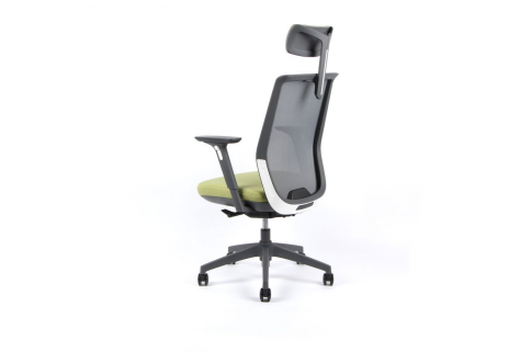 Kancelářská židle s podhlavníkem a područkami, zelená PORTIA