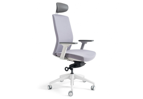 Kancelářská židle čalouněná s podhlavníkem, bílý plast, tmavě modrá 211 J2 WHITE SP