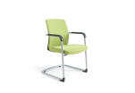 Jednací židle čalouněná, černý plast, zelená 203 JCON