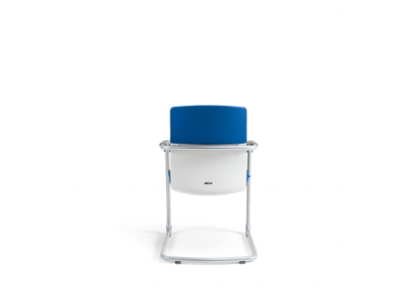 Jednací židle čalouněná, bílý plast, tmavě modrá 211 JCON WHITE