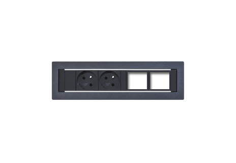 Konfigurovatelný pevný panel, 2x el. zásuvka, 2x volný slot pro 2 až 4 konektory KPP 4