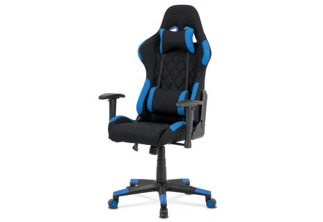 Kancelářská židle, modrá látka, houpací mech, kříž plast