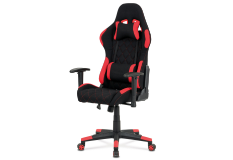 Kancelářská židle, červená látka, houpací mech, kříž plast