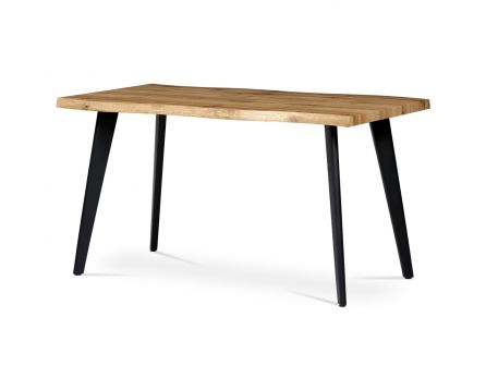 Jídelní stůl, 140x80x75 cm, MDF deska, 3D dekor divoký dub, kov, černý lak