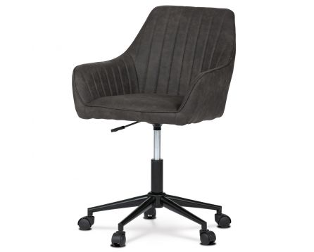 Pracovní židle, potah černá vintage látka, výškově nastavitelná, černý kovový kříž