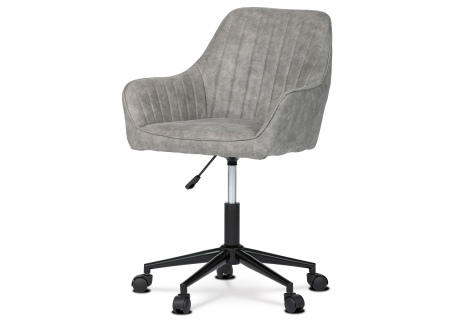 Pracovní židle, potah šedá vintage látka, výškově nastavitelná, černý kovový kříž