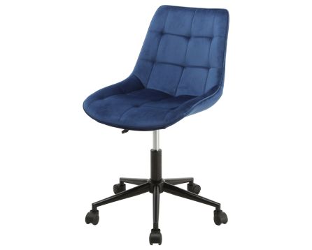 Pracovní židle, modrá sametová látka, výškově nastav., černý kovový kříž