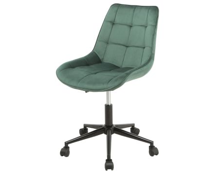 Pracovní židle, zelená sametová látka, výškově nastav., černý kovový kříž