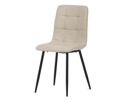 Jídelní židle, potah krémová látka, kovová čtyřnohá podnož, černý mat
