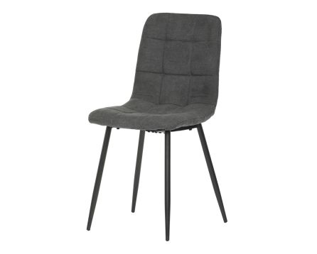 Jídelní židle, potah šedá látka, kovová čtyřnohá podnož, černý mat