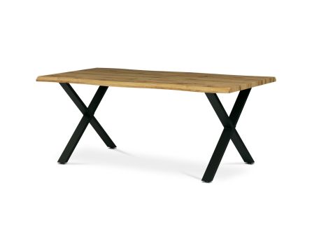 Jídelní stůl, 180x100 cm, MDF deska, dekor divoký dub, kov, černý lak