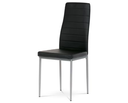 Židle jídelní, černá koženka, šedý kov