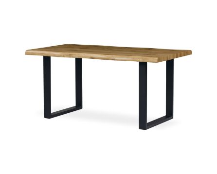 Jídelní stůl, 160x90x77 cm, MDF deska, 3D dekor divoký dub, kov, černý lak