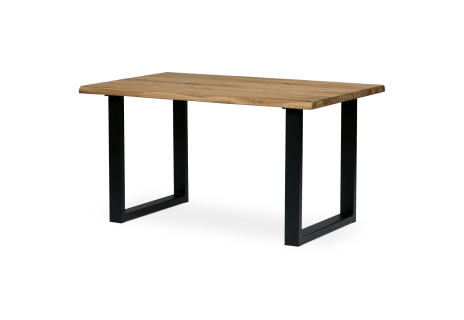 Stůl jídelní, 140x90x75 cm, masiv dub, kovová noha ve tvaru písmene "U", černý lak