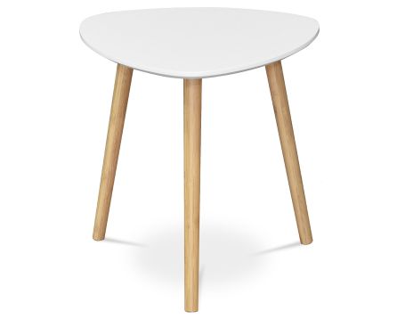 Stůl konferenční 40x40x40 cm,  MDF bílá deska,  nohy bambus přírodní odstín