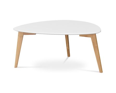 Stůl konferenční 85x48x40 cm,  MDF bílá deska,  nohy bambus přírodní odstín
