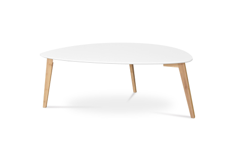 Stůl konferenční 120x60x45 cm,  MDF bílá deska,  nohy bambus přírodní odstín