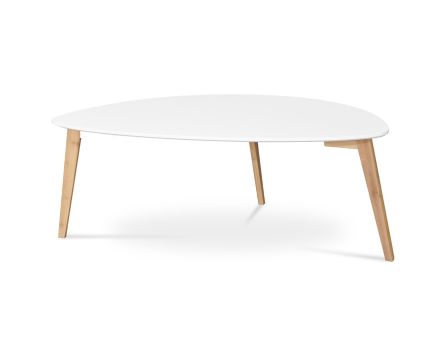Stůl konferenční 120x60x45 cm,  MDF bílá deska,  nohy bambus přírodní odstín