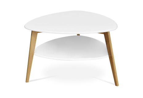 Stůl konferenční 78x77x50 cm,  MDF bílá deska,  nohy bambus přírodní odstín