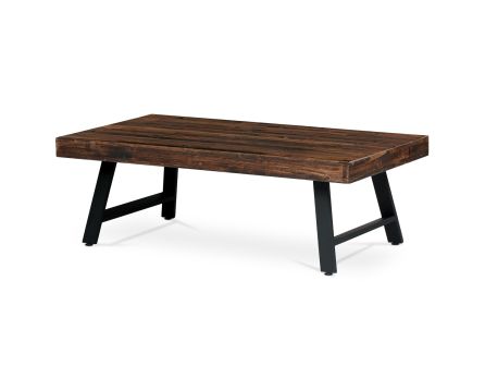 Konferenční stůl, 130x70 cm, MDF deska, masiv borovice, kov, černý lak